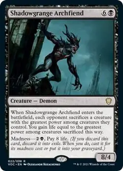 Shadowgrange Archfiend 22 Rare Commander: Innistrad: Crimson Vow Near Mint - Image 1