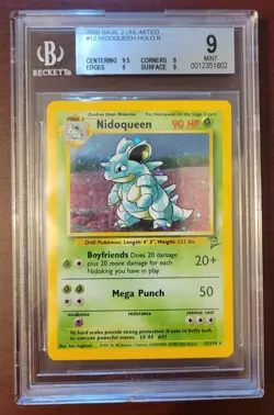 BGS 9 MINT 2000 Pokemon Base Set 2 Holo Nidoqueen #12 BGS 9 MINT #12 - Image 1