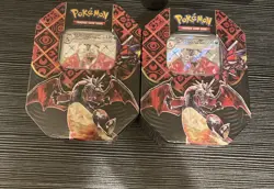 (2) POKEMON FACTORY SEALED SCARLET & VIOLET PALDEAN FATES SHINY CHARIZARD TIN - Image 1