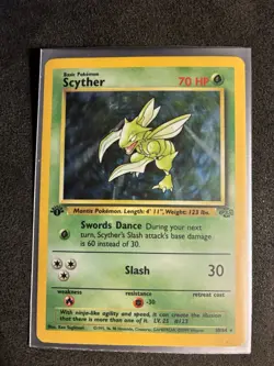 Scyther 10/64 NM Jungle 1st Edition Holo Rare 70HP English 1999 Ken Sugimori - Image 1