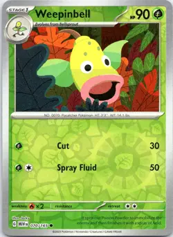 WEEPINBELL 070/165 COMMON 151 POKEMON REVERSE HOLO LP - Image 1
