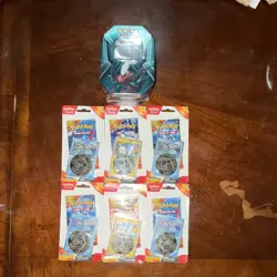 6 Pokemon Scarlet & Violet Surging Sparks Booster Packs and 1 Triple whammy Tin - Image 2