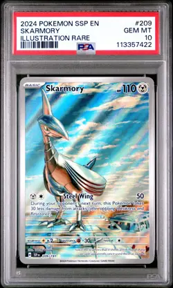 Skarmory 209/191 PSA 10 - 2024 Pokemon Scarlet & Violet SV08 Surging Sparks - Image 1