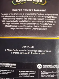 5 Sealed Pokemon Blister Packs Mega Evolution Perfect Order Makuhita Promo &Coin - Image 3