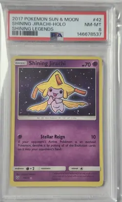 2017 Pokemon Sun & Moon Shining Jirachi Holo Shining Legends #42 PSA 8 - Image 1