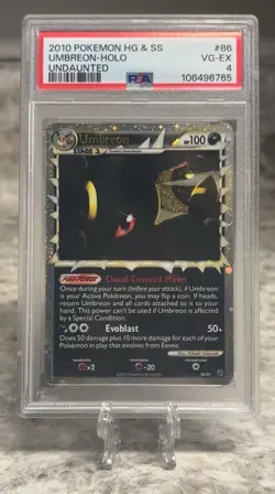 2010 POKEMON HEARTGOLD & SOULSILVER UNDAUNTED #86 UMBREON-HOLO PSA 4 - Image 1