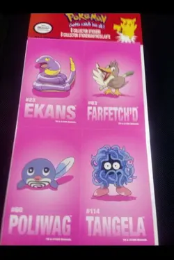 Sandylion 1999 Vintage Pokemon Ekans Farfetch'd Poliwag 2-Sheet Stickers Sealed - Image 1