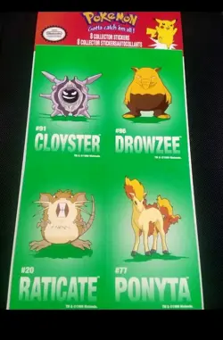 Sandylion 1999 Vintage Pokemon Ponyta Drowzee 2-Sheet Stickers Sealed - Image 1