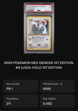 2000 POKEMON NEO GENESIS 1ST EDITION #9 LUGIA-HOLO 1ST EDITION - Image 3
