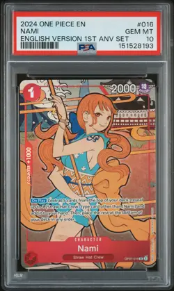 2024 ONE PIECE ENGLISH VERSION 1ST ANNIVERSARY SET #016 NAMI PSA 10 - Image 1