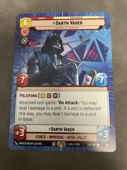 Star Wars Unlimited JTL Hyperspace Darth Vader - Scourge of Squadrons Unit Card - Image 1