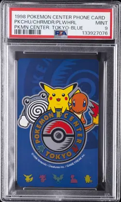 1998 POKEMON CENTER PHONE CARD CHARMANDER/PIKACHU/POLIWHIRL PSA 9 - Image 1