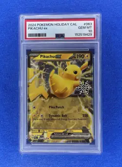 2024 POKEMON HOLIDAY CALENDAR #063 PIKACHU EX PSA 10 - Image 1