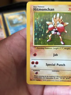 Pokemon TCG Base Set Hitmonchan Holo Rare 7/102 ADDITIONAL INK MISPRINT ERROR - Image 1