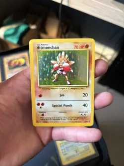 Pokemon TCG Base Set Hitmonchan Holo Rare 7/102 ADDITIONAL INK MISPRINT ERROR - Image 4