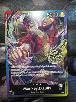One Piece Card Game - P-L Luffy - Rainbow Leader Promo 3rd Anniversary Stamped - Image 1