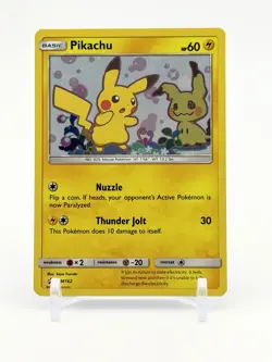 Pikachu SM162 Sun & Moon Promo Holo Rare Pokemon Card - NM - Pikachu & Mimikyu - Image 1