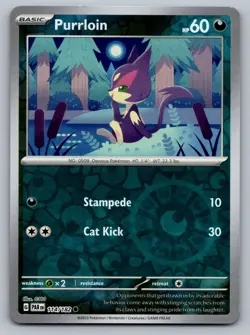 Pokemon TCG SV04: Paradox Rift Purrloin 114/182 Reverse Holo - Image 1