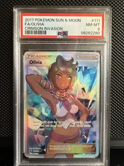 2017 POKEMON SUN & MOON FA/OLIVIA CRIMSON INVASION #111 PSA 8 - Image 1