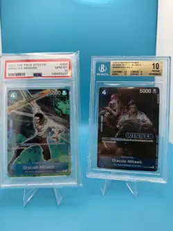 (2) One Piece Cards Dracule Mihawk ST03-005 Winner & alt art BGS 10 PSA 10 - Image 1