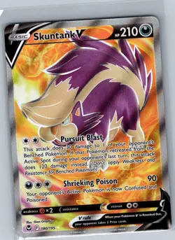 Skuntank V (Full Art) 180/195 SWSH12: Silver Tempest - Pokemon Card - NM - Image 1
