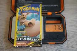 7.78g Pokemon TCG Team Up Mini Booster Pack 3 Card Snorlax Pikachu Art Sealed - Image 1