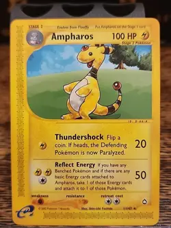 Pokemon TCG Ampharos Aquapolis Set #1/147 Non-Holo Rare Card NM - Image 1