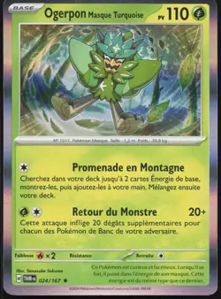 Carte Pokemon Ogerpon 024/167 Holo Mascarade Crepusculaire Francais - Image 1