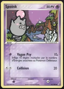 Carte Pokemon Spoink 62/100 Gardiens de Cristal Francais - Image 1