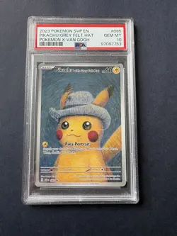 POKEMON GREY FELT HAT PIKACHU X VAN GOGH 085 2023 SVP EN PROMO PSA 10 - Image 1