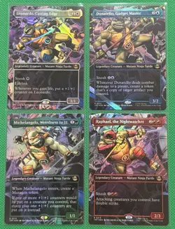 Lot 4 TMNT MTG Rare FOIL Nightwatcher Cutting Edge Weirdness to 11 Gadget Master - Image 1