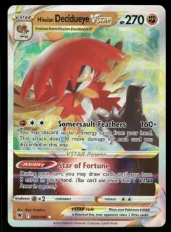 Pokemon Cards Hisuian Decidueye VSTAR 084/189 Astral Radiance Holo Rare VSTAR NM - Image 1