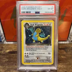 Dark Dragonite 5/82 Team Rocket 2000 WOTC Holo Rare TCG Pokemon Card EX-MT PSA 6 - Image 1