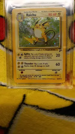 Pokemon Base Set 2 1999-2000 Raichu Holo 16/130 Ace Graded 2 Fair - Image 2