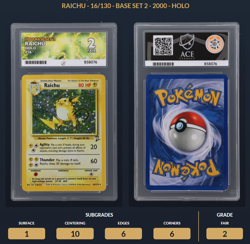 Pokemon Base Set 2 1999-2000 Raichu Holo 16/130 Ace Graded 2 Fair - Image 4