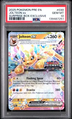 2025 POKEMON PRE EN-PRISMATIC EVOLUTIONS #030 JOLTEON EX PSA 10 - Image 1