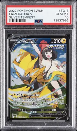 2022 POKEMON SWORD & SHIELD SILVER TEMPEST #TG16 FULL ART/ZERAORA V PSA 10 - Image 1