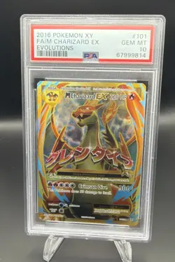 2016 POKEMON XY EVOLUTIONS #101 FULL ART/M CHARIZARD EX PSA 10 - Image 1