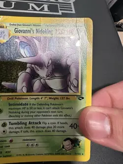 Giovanni's Nidoking Holo Rare Pokemon Card Gym Challenge 7/132 HP/DMG - Image 3