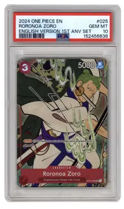 Roronoa Zoro English Version 1st Anniversary Set OP01-025 One Piece Promo PSA 10 - Image 1