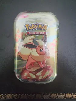 Pokemon TCG Scarlet & Violet Prismatic Evolutions Mini Tin - Flareon New Sealed - Image 1