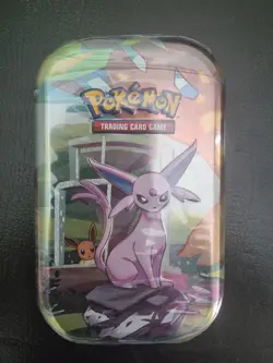 1X Pokemon TCG Scarlet Violet Prismatic Evolutions Espeon Mini Tin Sealed - Image 1