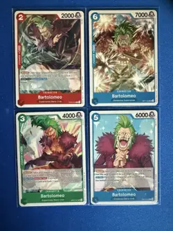 Bartolomeo One Piece TCG 4-card lot OP07/OP11 Uncommon+OP01/OP10 Common - PWE - Image 1
