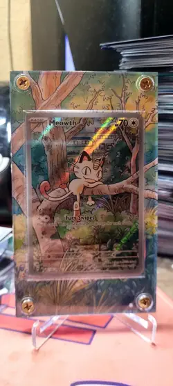 Pokemon TCG Phantasmal Flames Meowth 106/094 Holo + Extended Display Case NM - Image 1