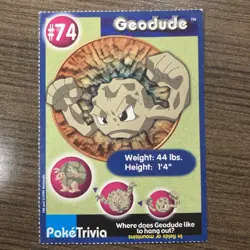 Geodude #74 Burger King Poketrivia Pokemon Card A - Image 1