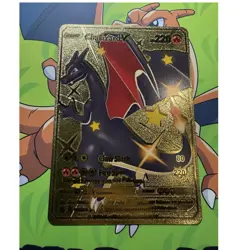 Pokemon Charizard V 220 HP Gold Fan Art English Card - Image 1