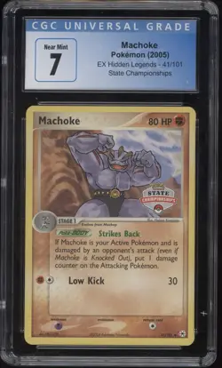 Pokemon Machoke EX Hidden Legends 41/101 State Championships CGC 7 NEAR MINT - Image 1