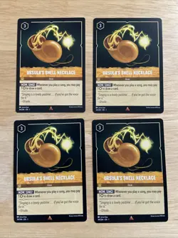 4 Card Lot Disney Lorcana Chapter 1 Rare Ursula’s Shell Necklace 34/204 - Image 1