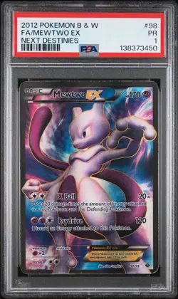 2012 POKEMON BLACK & WHITE NEXT DESTINIES #98 FULL ART/MEWTWO EX PSA 1 - Image 1