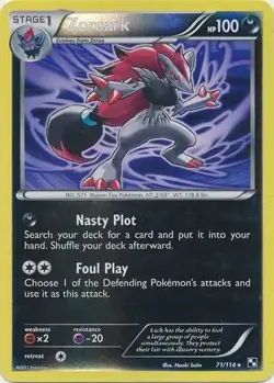 Zoroark - 71/114 - Pokemon Black and White Reverse Holo Rare Card NM - Image 1
